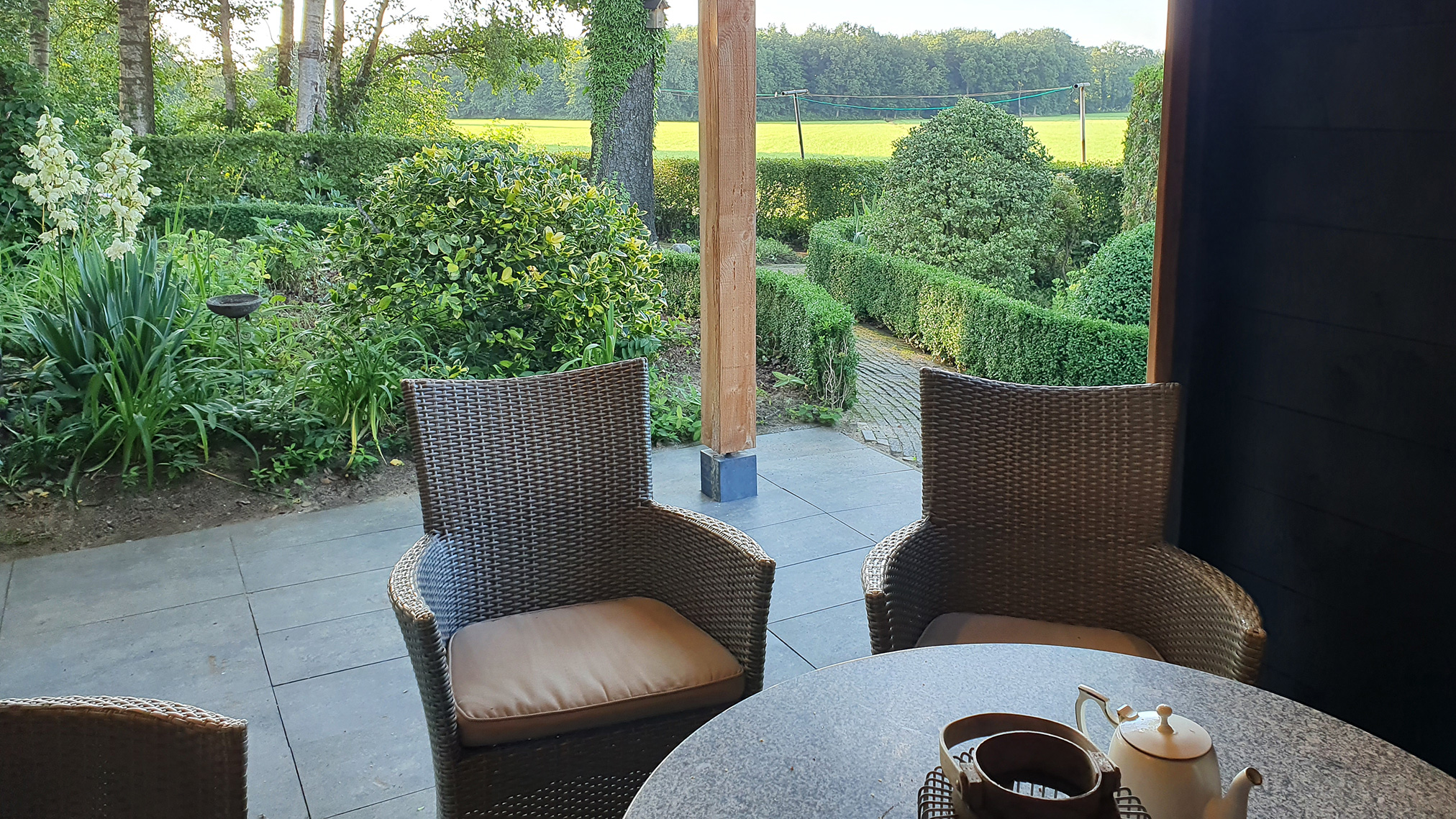 Uitzicht vanaf het overdekte terras